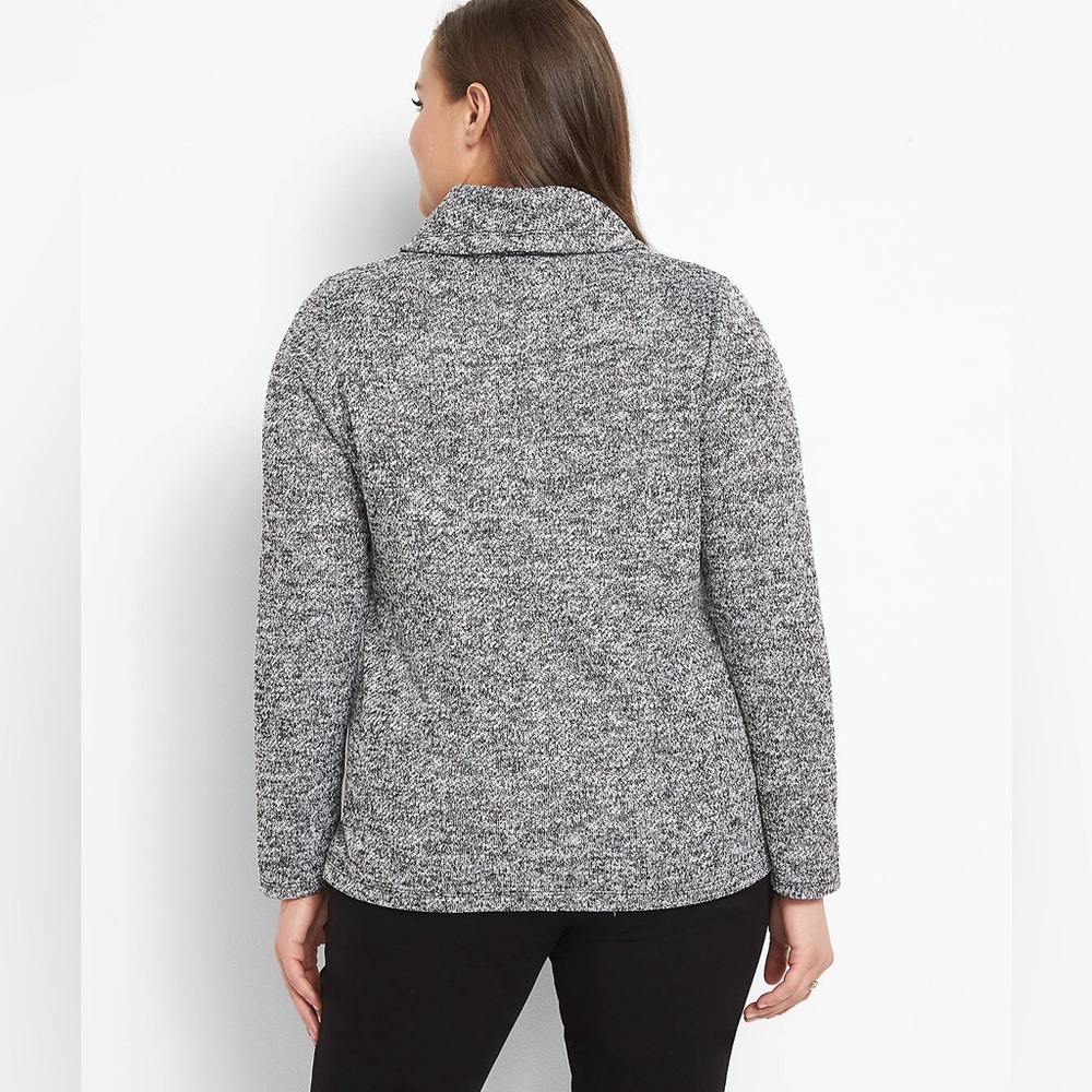 Lane Bryant Sweatshirt cowl neck boucle black white 18/20 Size NWT - Picture 2 of 8